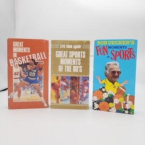 Lot of 3 Vintage Sports Themed VHS Tapes Basketball, 80s and Sports